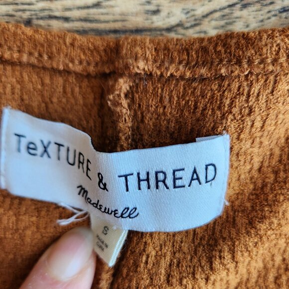 Texture & Thread x Madewell Side-Tie Wrap Dress Short Sleeve Golden Pecan Sz.X - Picture 8 of 10